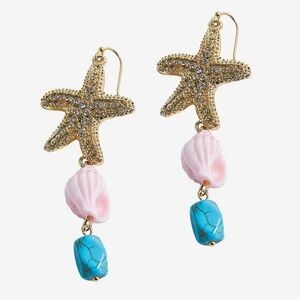 Bijoux Bar Gold Starfish Shell Drop Earrings